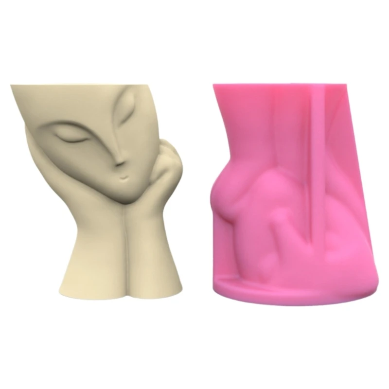 

Face Girl Pen Holder Silicone Molds Table Ornament Mould Plasters Making Tool Succulent Planter Mold Easy to Clean R3MC