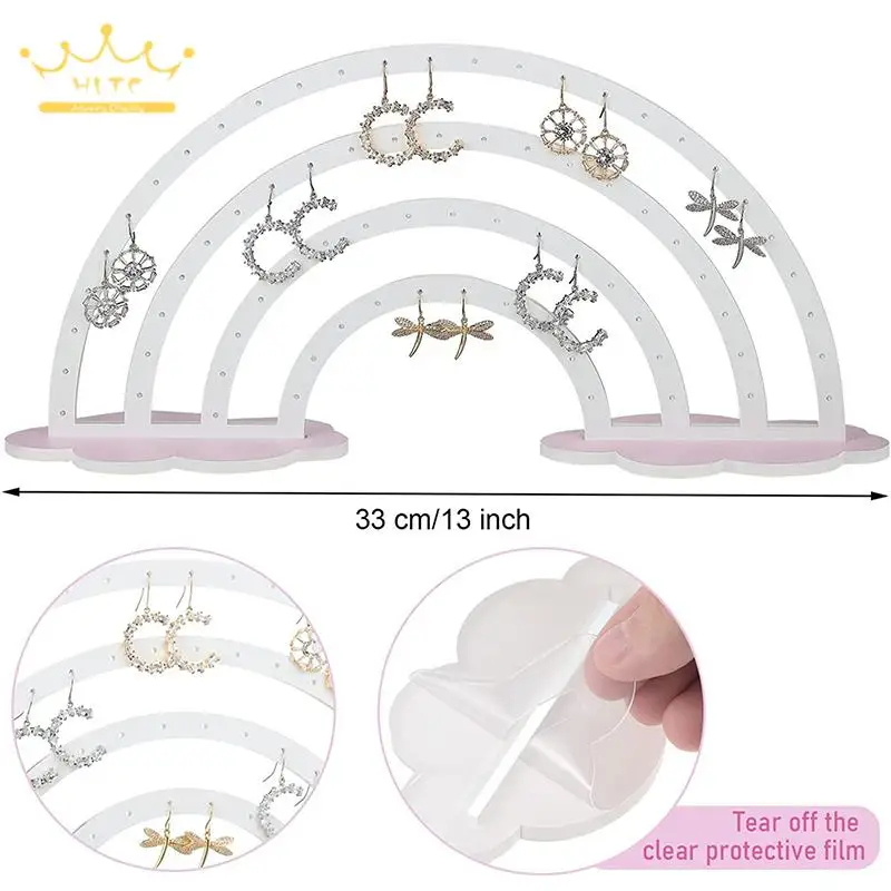 Acrylic Earring Jewelry Rack Rainbow Cloud Shaped Ear Stud Display Organizer Transparent Semi Circular Jewelry Storage