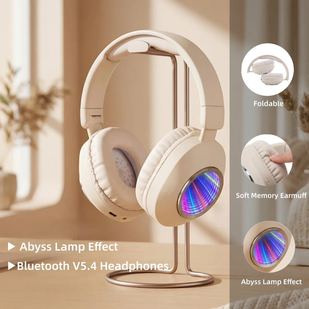 Deep Abyss Light Wireless Bluetooth Headphones – HiFi Stereo Foldable Over-Ear Headset with TF Card Slot & Portable Design 3