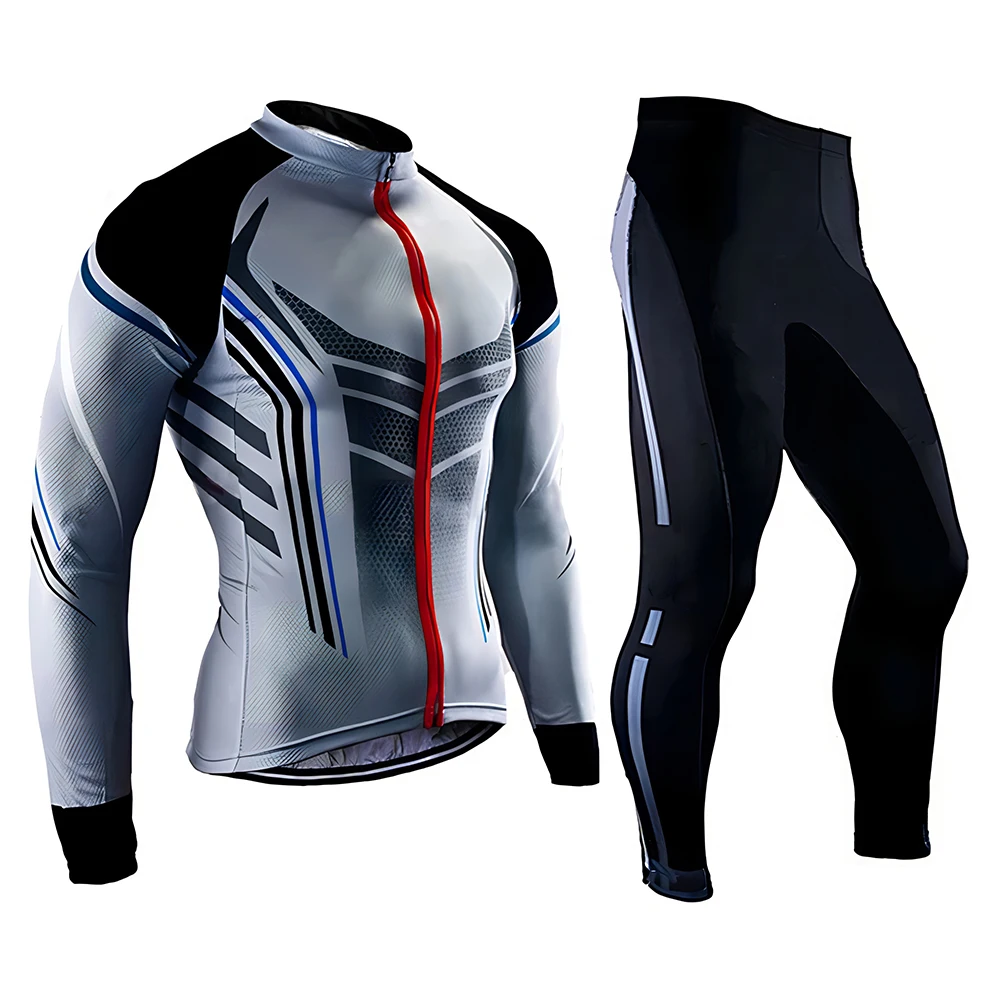 Spring and autumn men outdoor long sleeve suit gel cushion quick drying trousers mountain bike racing sports suit cycling jersey cycling pants cycling suit cycling jersey set