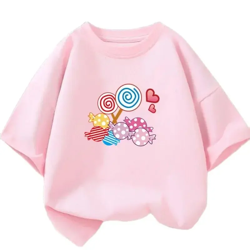 

Girl Shirt Candy Lollipop Sweet T Shirts Girl Clothes Outfit Kids Tops Baby Girl Clothes T-shirts Child Clothing