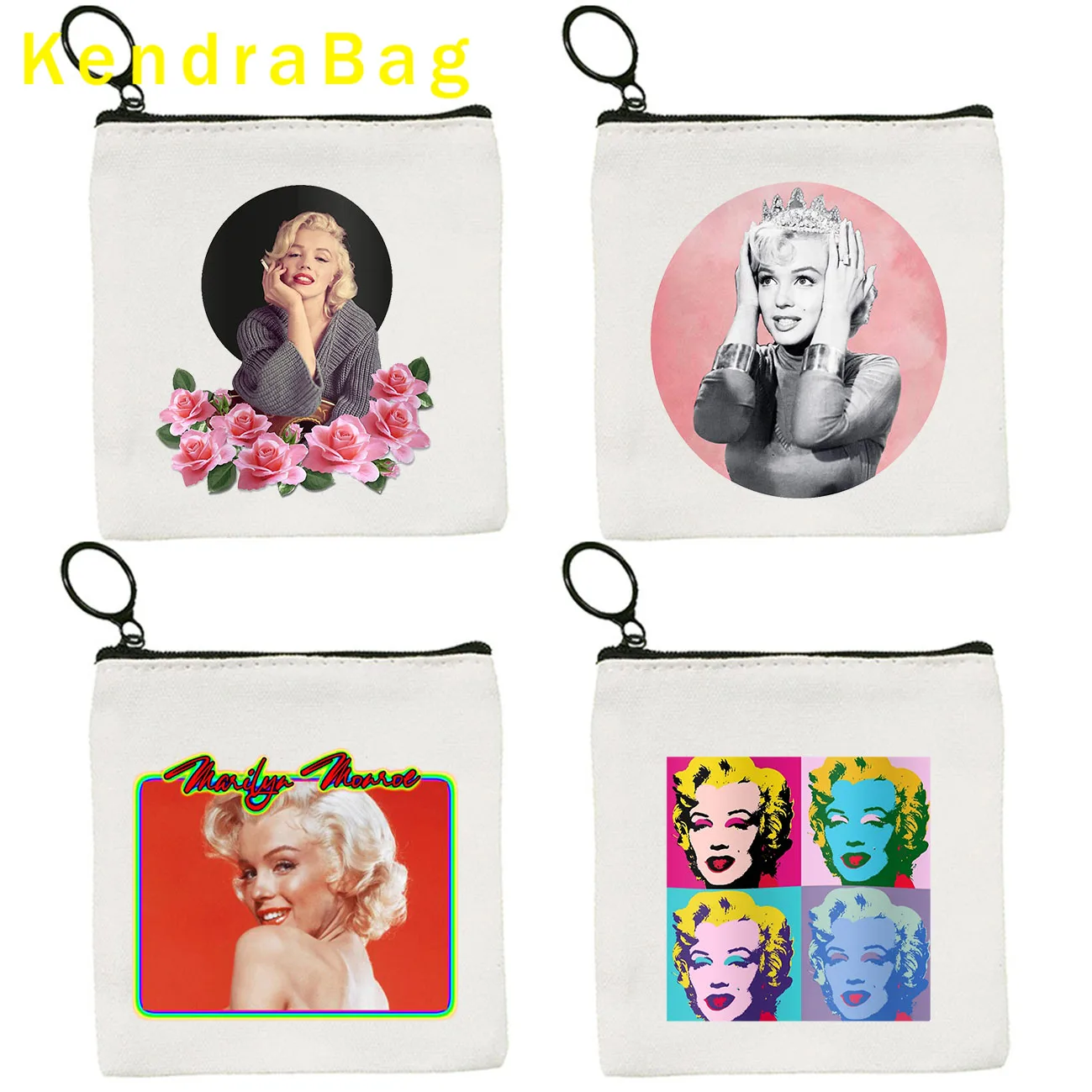 Pop Art Andy Warhol Marilyn Monroe Ritratto Chiave Portamonete Borsa In Tela Custodia In Cotone Borsa Portafoglio Cerniera Regali Borse Cosmetiche