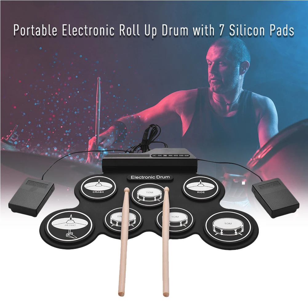 Electronic Drum Set Built in Metronome Roll up Practice Drum Roll Up Drum Practice Pad Drum Great Holiday Birthday Gift for Kids