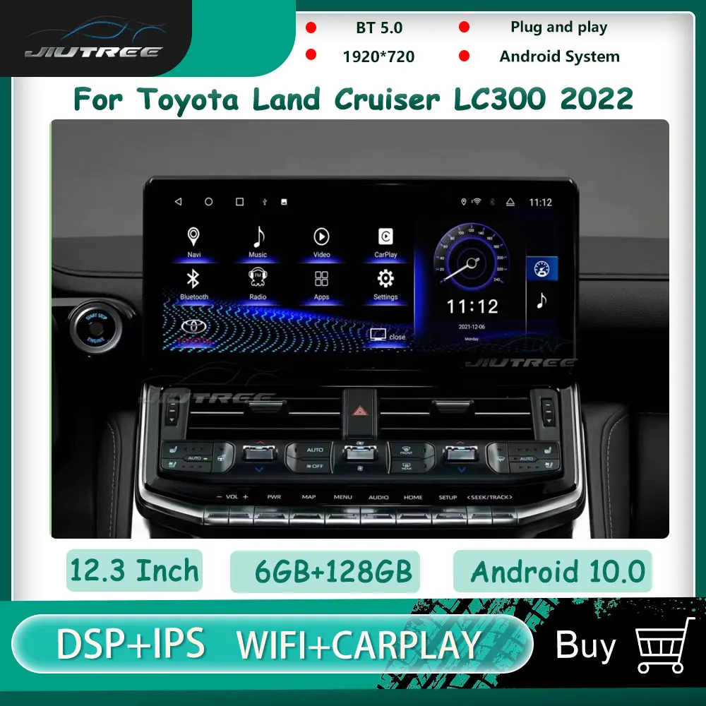 

12.3 inch for Toyota Land Cruiser 300 LC300 2021 2022 Car Radio DVD Player Multimedia Android Radio Tesla Style Headunit Carplay