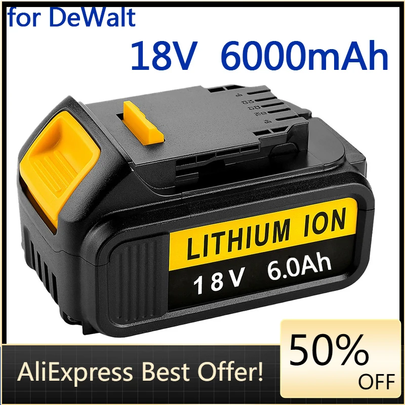 

100% Original For DeWalt 18V 6000mAh Rechargeable Power Tools Battery with LED Li-ion Replacement DCB205 DCB204-2 20V DCB206