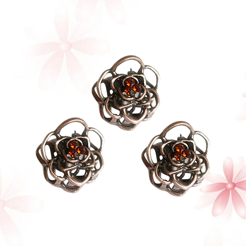 

3pcs Vintage Hair Claw Hollowed-out Rose Mini Trumpet Hair Claw Jaw Clip Hair Pin