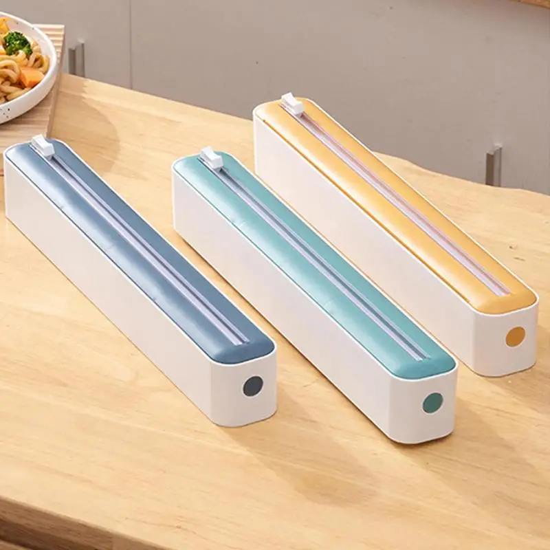 2-in-1 Cling Film Dispenser Kitchen Magnetic Adjustable Baking Paper Tin Cutter Storage Cutting Box Reusable Dispenser