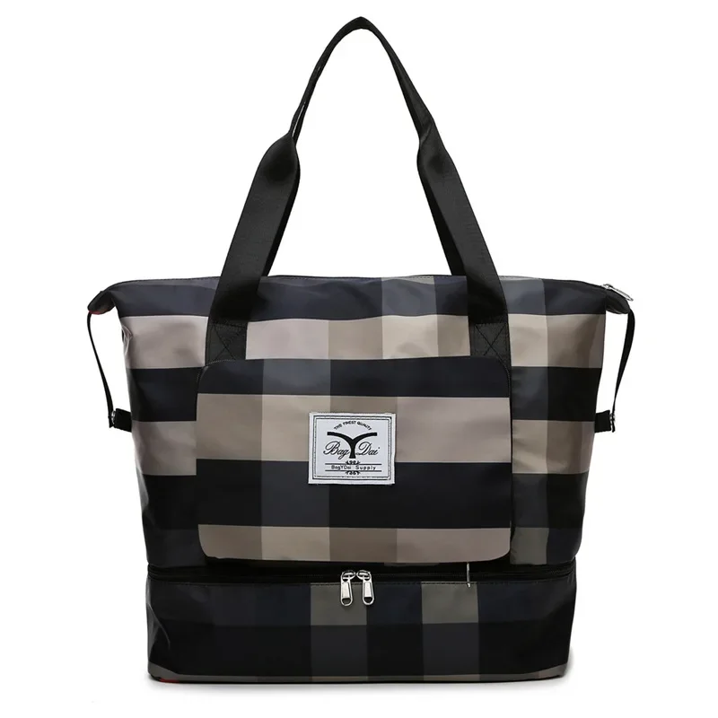 Reisetasche Trockenen und Nassen Trennung Fitness Tasche Mode Plaid Kurze-abstand Hand Gepäck Tasche Leichte Falten Lagerung 골프파우치