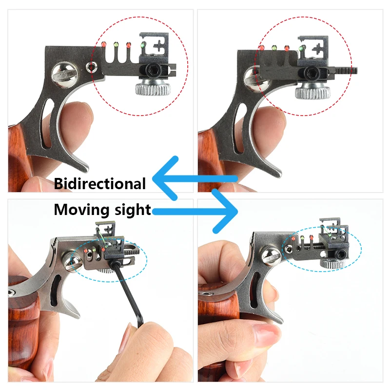 Outdoor Hunting and Shooting Stainless Steel Slingshot Bidirectional Mobile Sight Competitive Aiming Flat Rubber Band Slingsshot 4