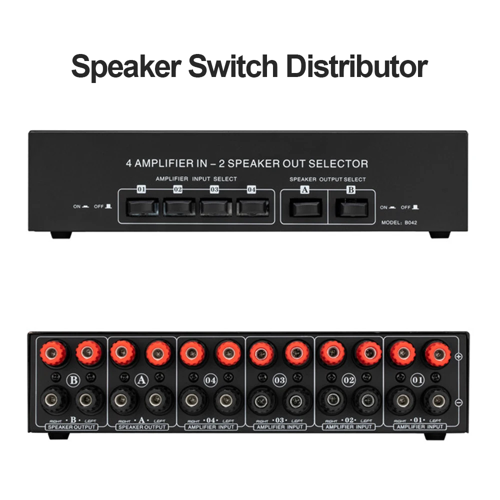 

2 In 4 Out Passive Power Amplifier Selector Speaker Switch Splitter 4 Amp In 2 Speaker Out