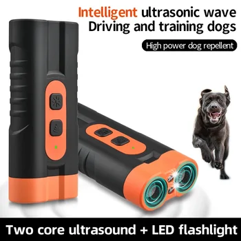 Repellente per cani Deterrente ad ultrasuoni portatile Anti-abbaio Dispositivo di addestramento per cani 3in1 Ripelare animali Animali domestici Allenatore di cani