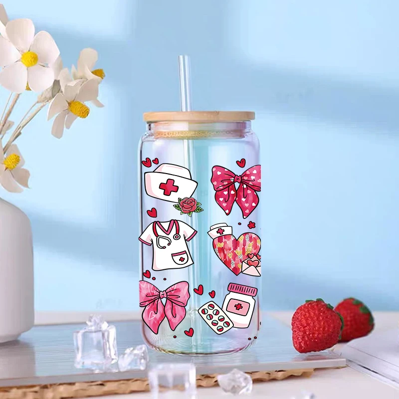 UV DTF Transfer Medical Treatment Theme For The 16oz Libbey Glasses Wraps Cup DIY Waterproof Easy To Use Decals D29413