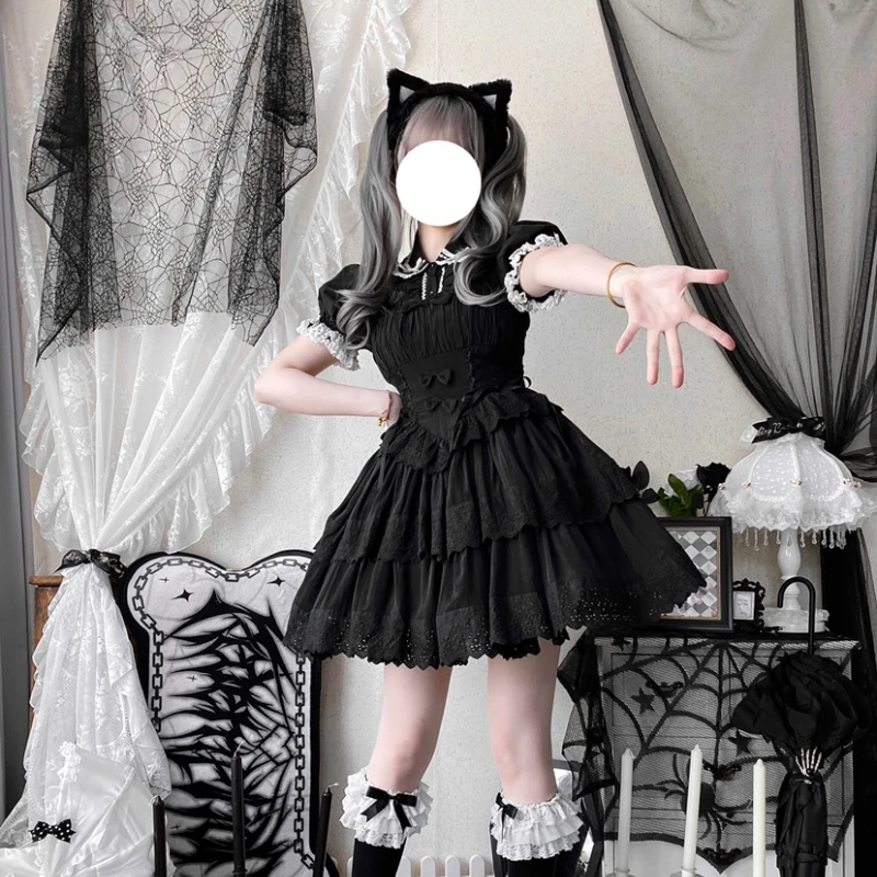 L0327オリジナルlolita洋服暗黒ローズJSKゴシックロリータワンピース 