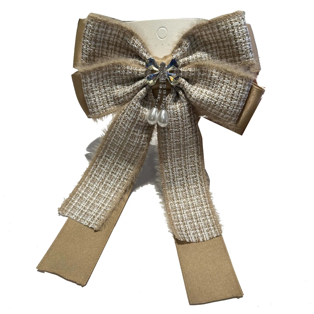 Korean Hair Accessories High-end Feel Checkered Fabric Spring Clip Plush Bow