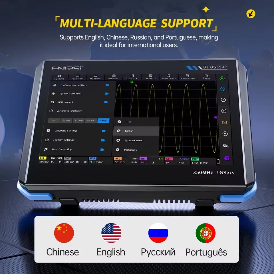 Digital Oscilloscope Signal Generator FNIRSI DPOS350P 4-in-1 350M flat panel
