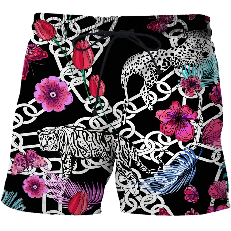 

Animal Flower Graphic Beach Shorts Pants Men y2k 3D Printed Surf Board Shorts Summer Hawaii Swimsuit Swim Trunks Cool Ice Shorts