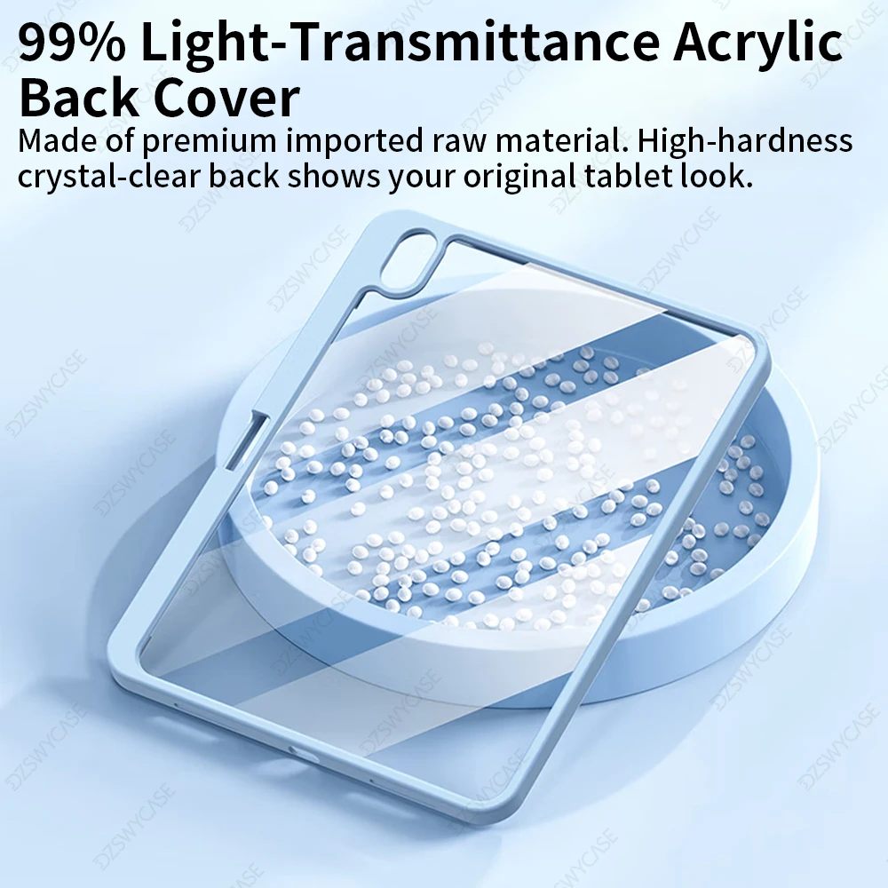 Acrylic 360 Rotating iPad Case with Pencil Holder - Clear Tablet Cover