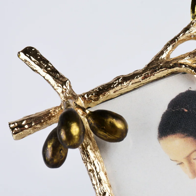 Elegant Golden Olive Branch Metal Picture Frame