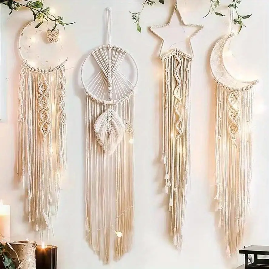 Boho Macrame Leaf Wall Hanging Tapestry - Elegant Room and Home Decor Gift