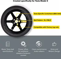 Complete Spare Wheel and Tire - Compatible with 2017+ Tesla Model 3 Long Range & RWD Trims - Includes 18x4 Rim, 125/80R18 Tire 1