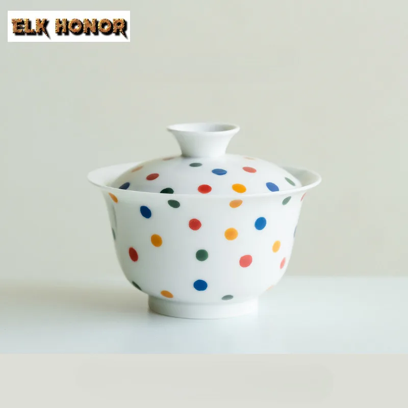 150ml Hand Drawn Wave Point Gaiwan Zen Ceramic Tea Tureen Tea Brewing Traditional Cover Bowl Maker Kung Fu Teaware Crafts