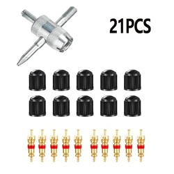 Universal Tire Valve Repair and Maintenance Kit with Valve Core Removal Tools and Caps (21 Pcs)