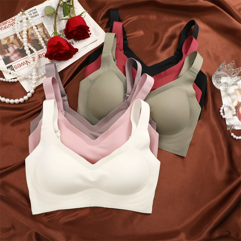 Seamless Underwear For Women Large Breasts Bras Sexy Padded Push-up Bralette Female Soft Support Sports Brassiere Intimates
