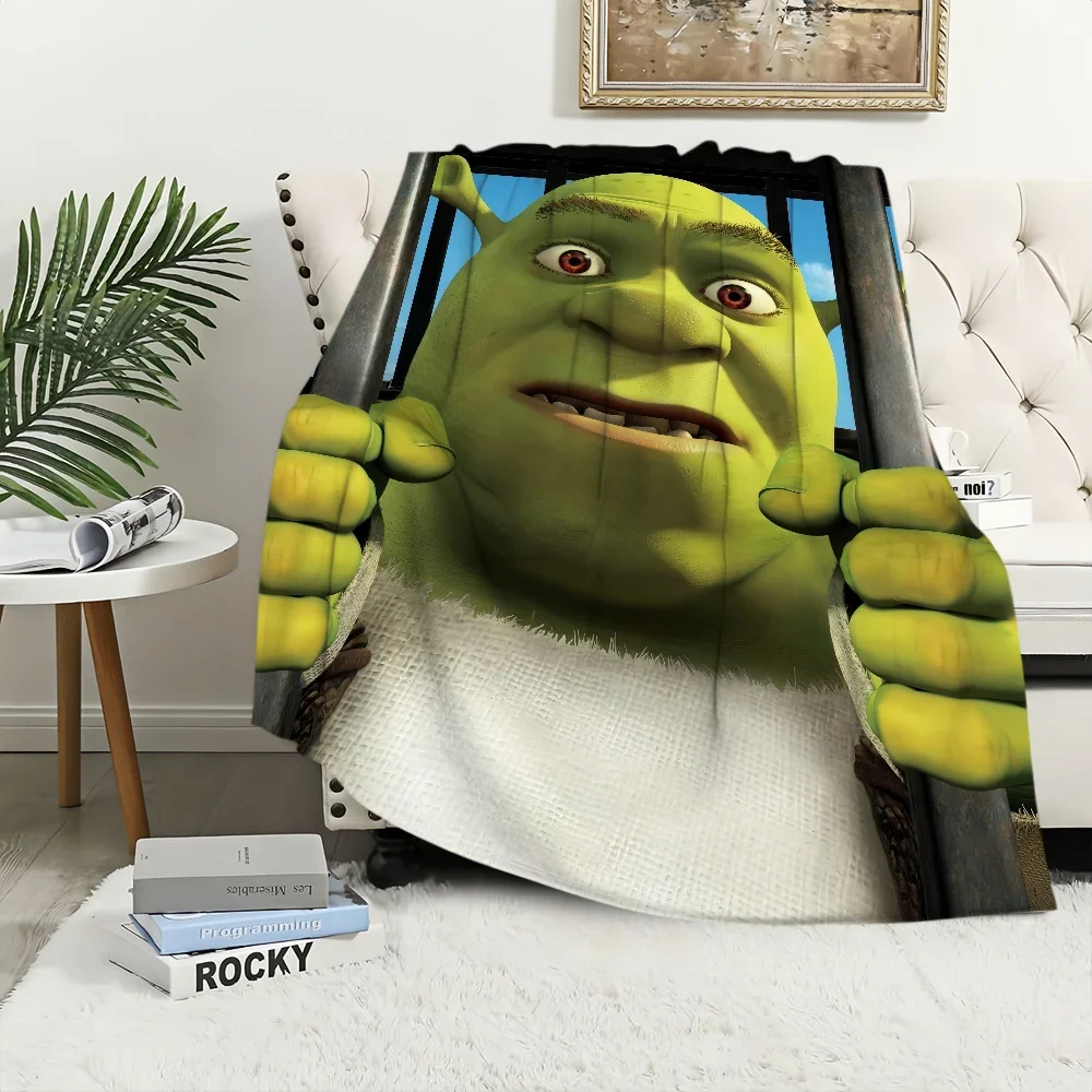 Cartoon S-ShrekS Cute Funny Blanket Plush Nap Sofa rug for Living Room Warm Office Bedroom Birthday Home Travel Kid Gifts 5