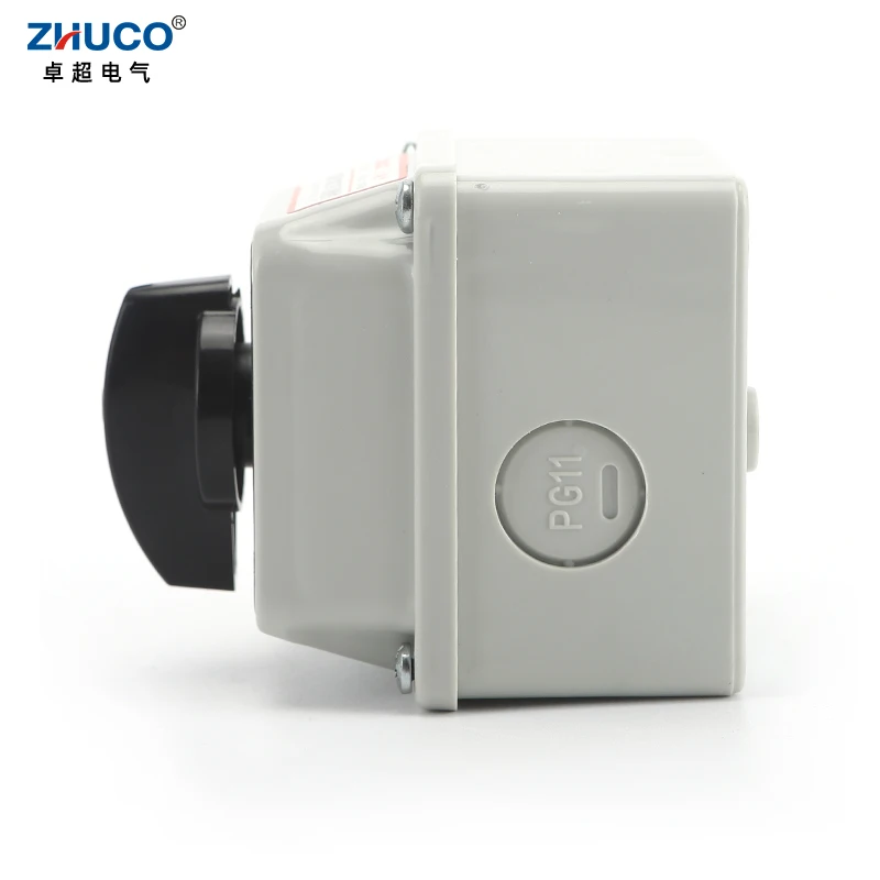 ZHUCO SZW26/LW26-20 20A 3 위치 2 극 8 나사 선택기 전환 방수 및 방진 밀폐형 상자가 있는 로터리 캠 스위치
