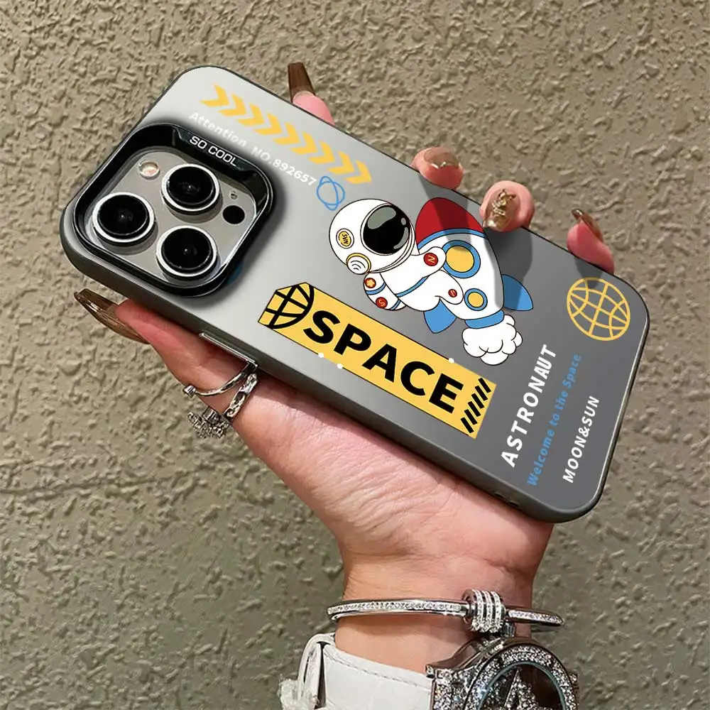 Astronaut Soft Silicone Phone Case with Silver IMD Bumper