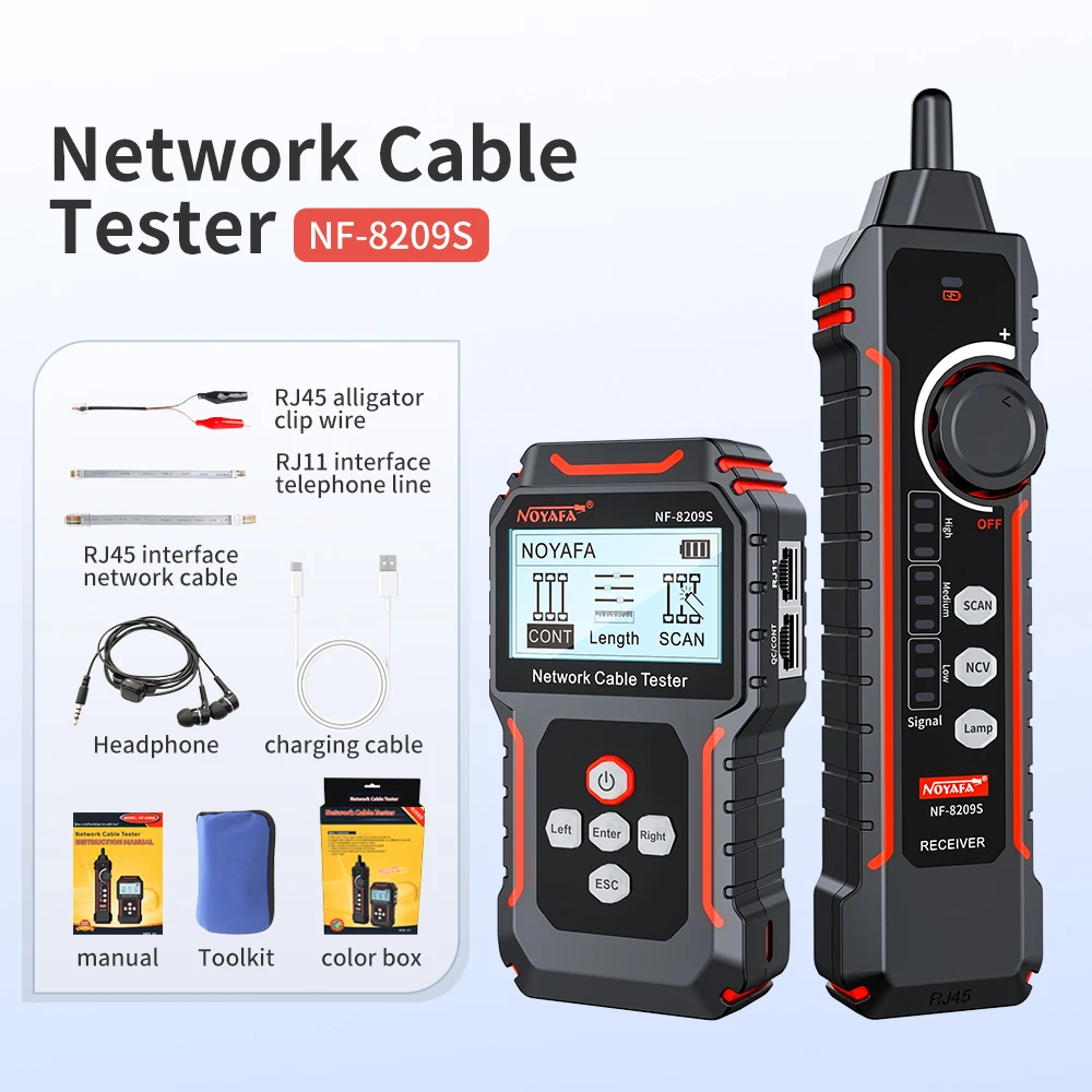 noyafa New NF-8209S LCD Network Cable Tester Wire Tracker PoECurrent  Length cabl RJ45 Cable Tracker multifunctional tester Tool 6