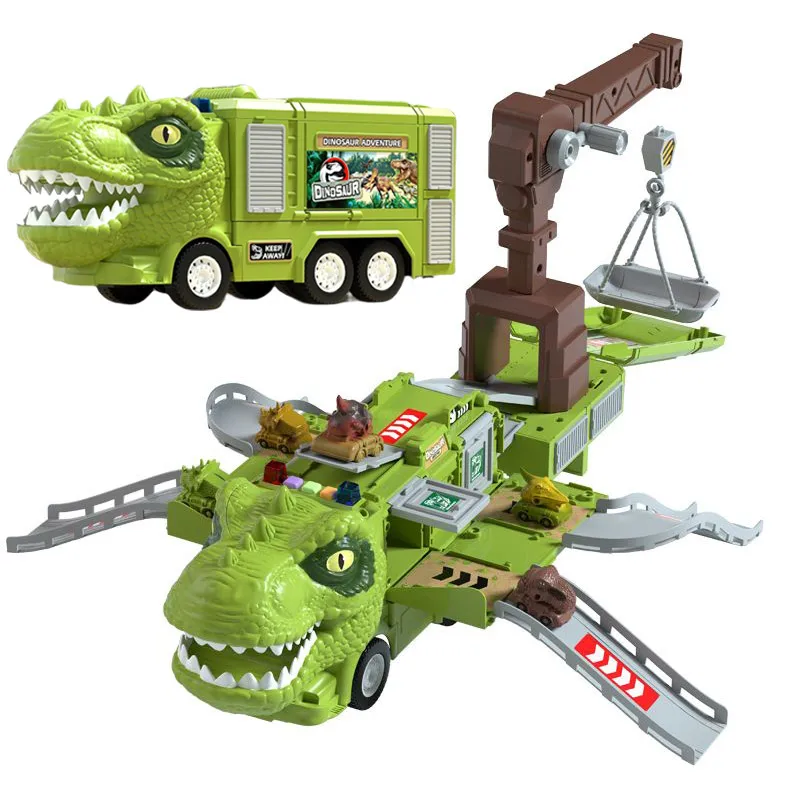 Container Transport Toy for Children Dinosaur Airplane Truck Shape with Light Music Deformation Boy Gift Kid Storage Car eborui hg 883 dinosaur helicopter automatic transform dinosaur helicopter toy kids birthday gift toy 360° spin led light music