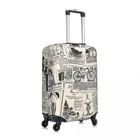 Vintage Newspaper Suitcase Cover Letter Print Flight Business Elastic Luggage Accesories Protection 2