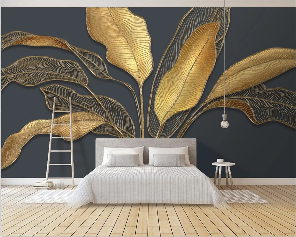 beibehang Customized new modern abstract plant flower big leaf living room background wallpaper papel de parede papier peint plants for the people a modern guide to plant medicine