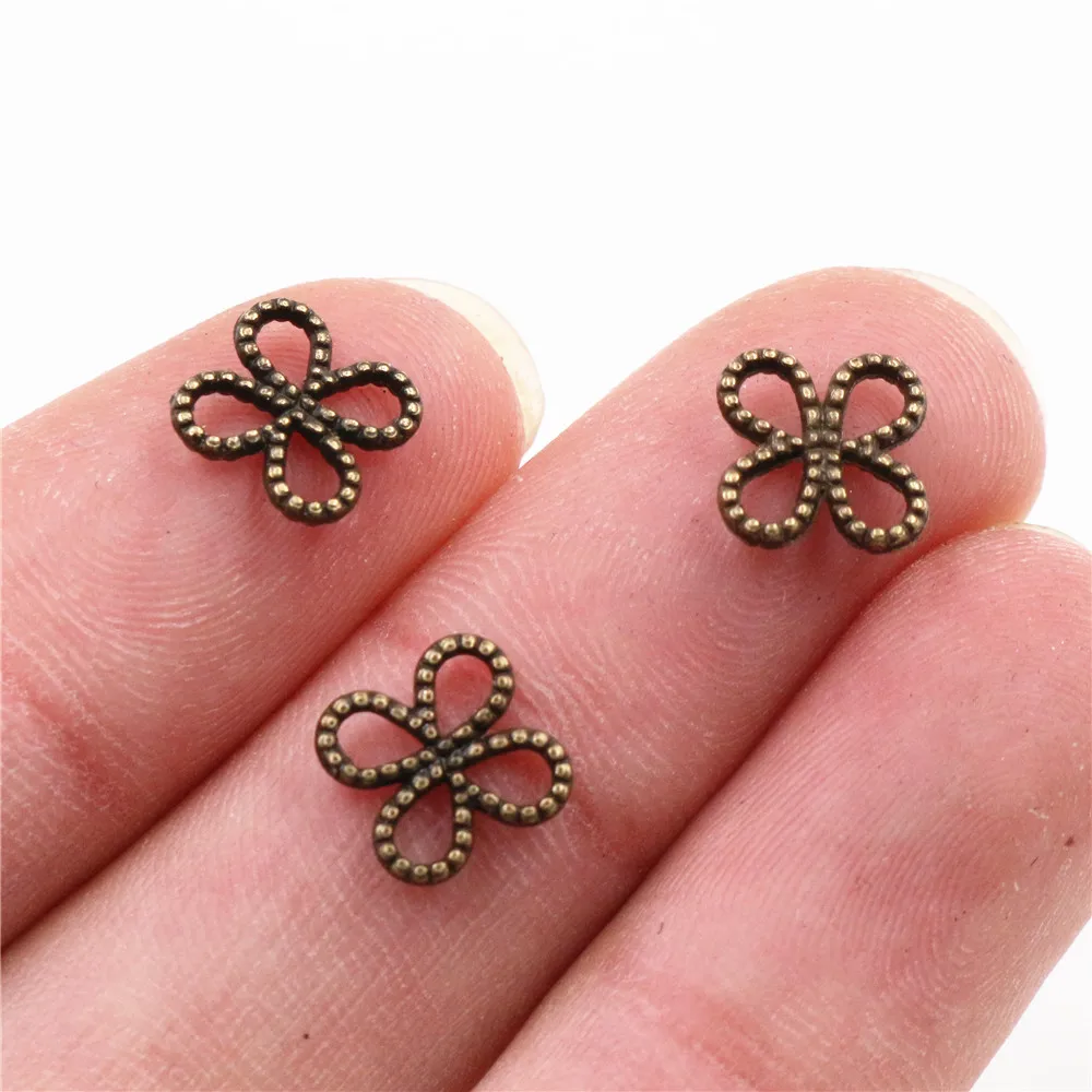 10x8mm 50 stücke Antike Bronze Überzogene Blume Stil Handgemachte Charme Anhänger: DIY für armband necklace-P4-09