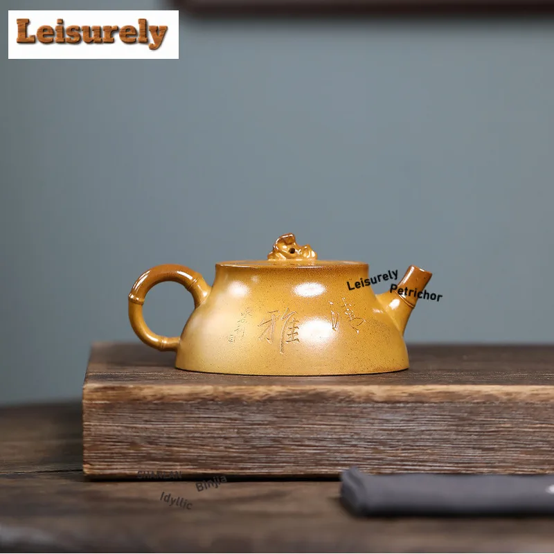 200ml Aesthetic Yixing Purple Clay Teapots Handmade Flowers And Birds Pot Raw Ore Wood-fired Porcelain Mud Kettle Zisha Tea Set