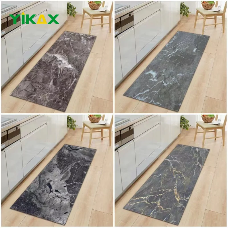 

Customized Marble Kitchen Mat Luxury Modern Style Entrance Doormat Living Room Bedroom Floor Area Carpet Non-Slip Washable Rug