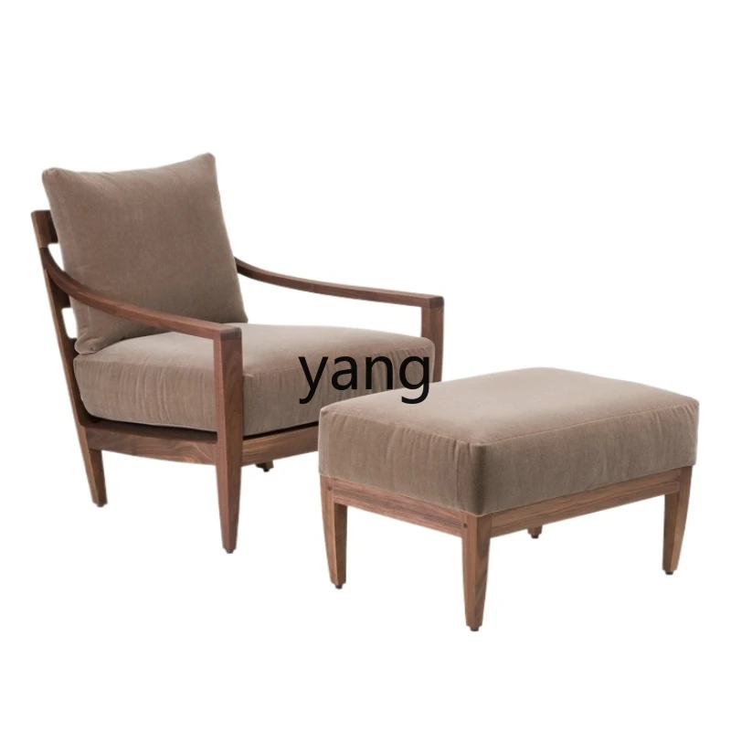 

LXL New Chinese Style Living Room Fabric Craft Single Sofa Balcony Leisure Light Luxury Solid Wood Hotel Negotiation
