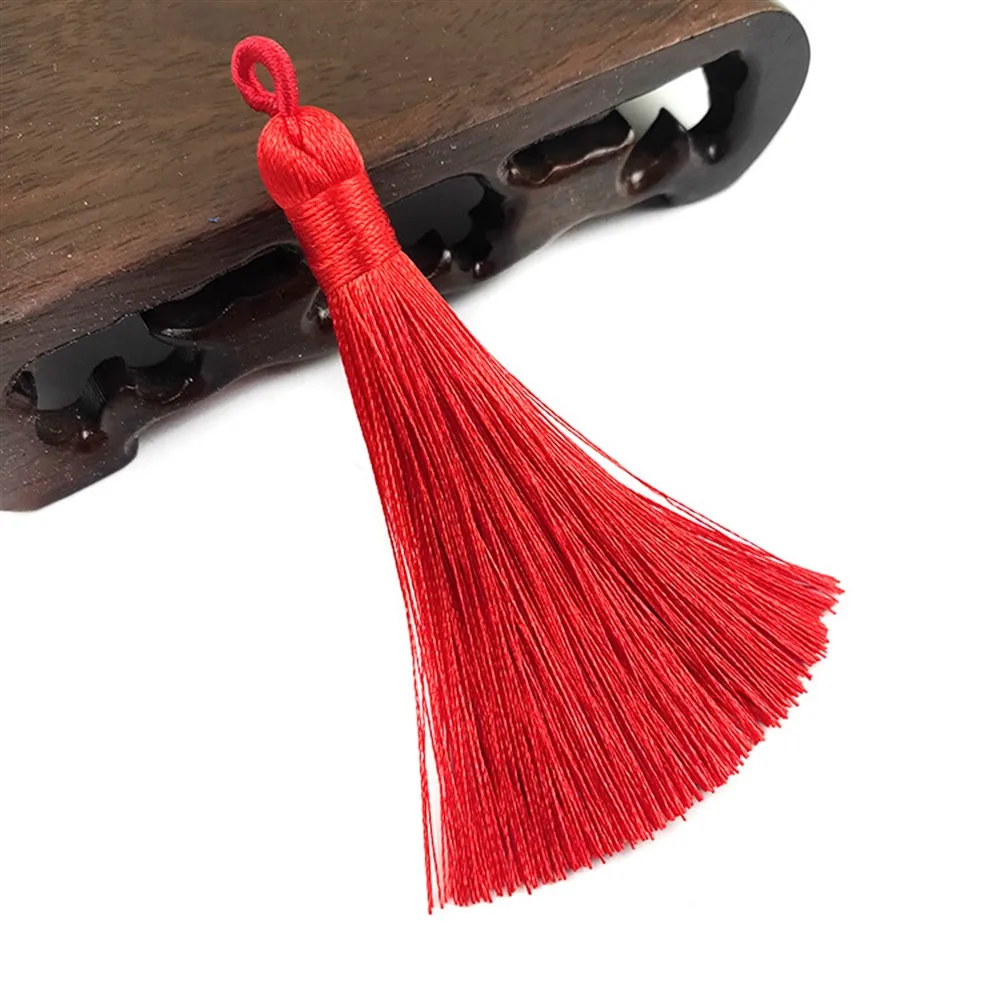 Tassel fringe Tassel trim Mini tassels Silky floss tassels Leather tassels Fluorescent tassels Tassel accessories Tassel decoration 3-24Pcs 8cm Tassel with pull coil ring Polyester silk decorative tassels For crafts keychains jewelry curtains DIY accessories