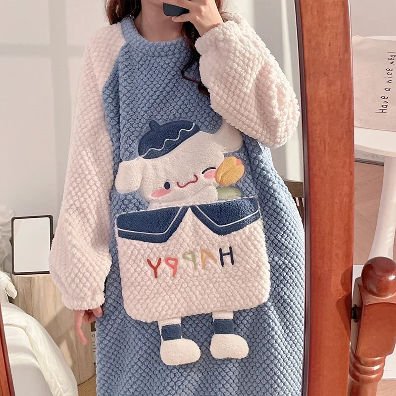 

Anime Cinnamoroll Sanrio Kawaii Plush Pajamas Pochacco Cute Winter Warm Flannel Home Large Size 100kg Dress Birthday Girl Gift