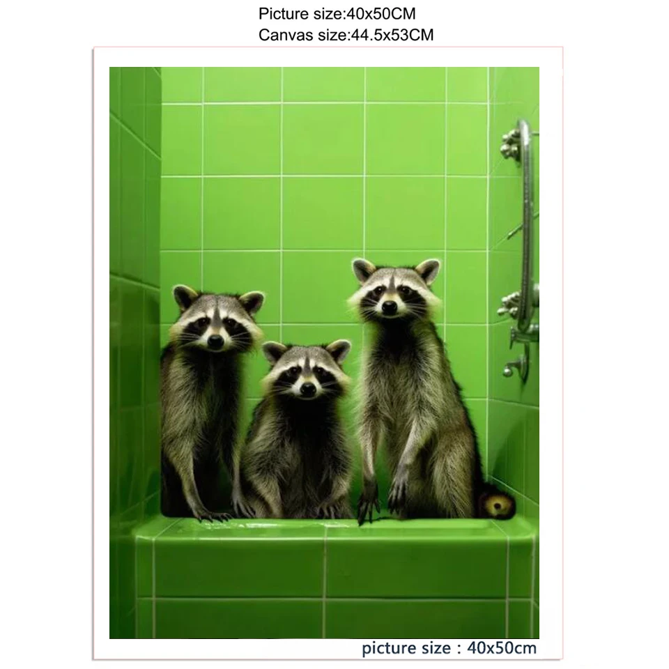 Colorful Animal Monkey Panda Reading Newspaper On Toilet Diamond Painting Art Full Rhinestone Cross Stitch DIY Embroidery Y1301