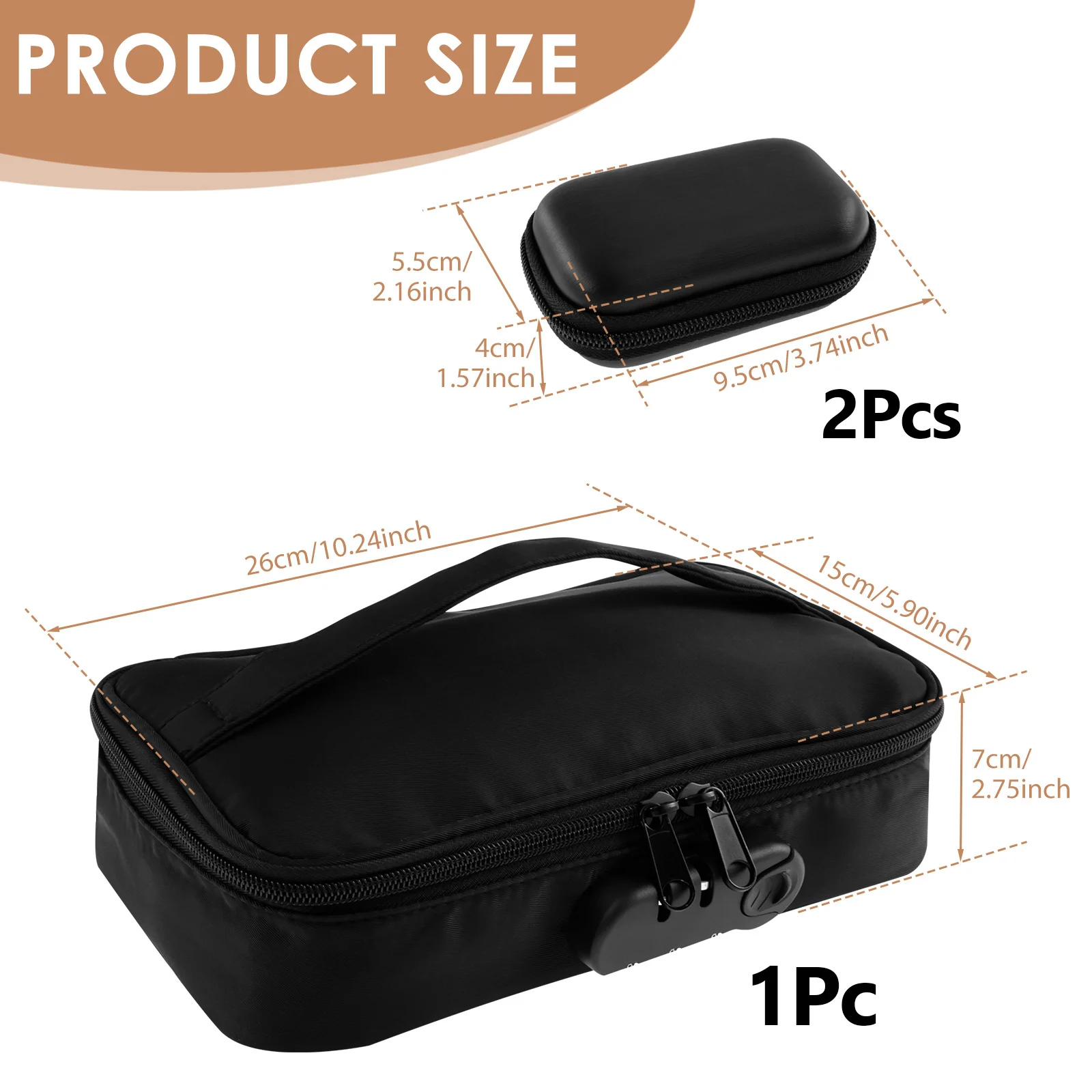 Lockable Toy Storage Bag Portable Travel Organizer Case for Men/Women Lockable Makeup Box Lockable Bag with 2 Mini Zipper Box