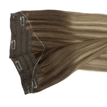 Halo Hair Extensions Hidden Wire Clip In Hair Invisible Fish Line Elastic Thread Human Hair Extensions Balayage Highlights