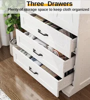 Armoire avec éclairage à détecteur et 3 tiroirs, placard de chambre en bois avec 2 portes et tringle de suspension 5