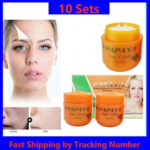 10 Sets Papaya Nappali Krém És Éjszakai Javítja A C-Vitamin Sötét Bőr Hidratálóját. Frissítő Fehérítő