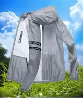 Vêtements de protection solaire d'été pour hommes, veste à capuche imperméable et à séchage rapide pour le vélo, grande taille, coupe-vent fin pour la randonnée 3