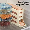 4 Tier Egg Storage Box Organizer for Refrigerator Rolling Egg Organizer Holder Fridge Storage Organizer Food Storage Container 4