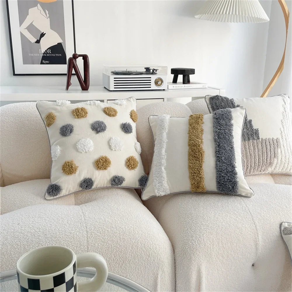 

Tufted Throw Pillow Nordic Home Decorative Pillowcase Living Room Sofa Cushion Office Chair Waist Rest Pillows With Pillow Core