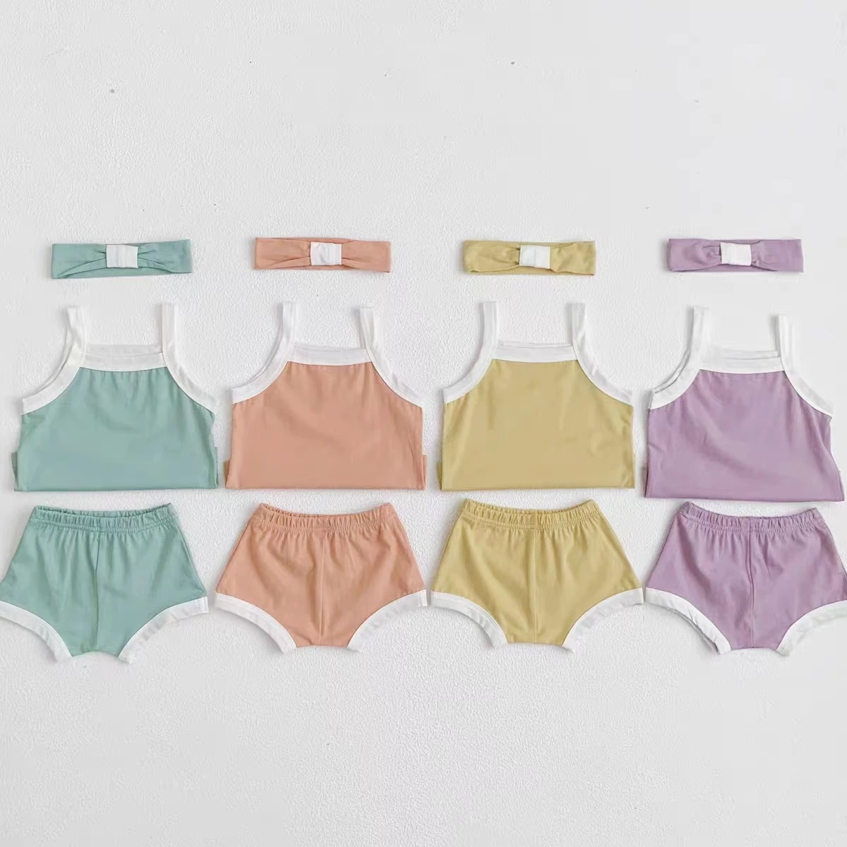 

Summer Baby's Sets For Girls Boys Sleeveless Tops+Shorts+Headband 3Pcs Suit Soft Cotton Newborn Toddler Outfits Kids Clothing