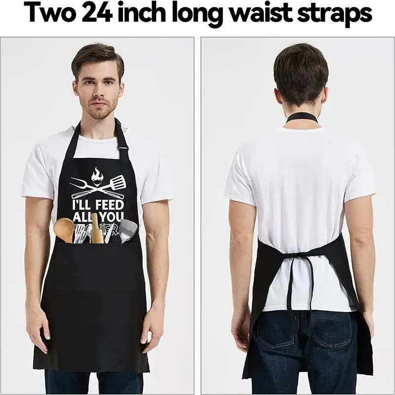 Verstellbare, mit Logo bedruckte Küchenschürze für Männer mit Taschen, Grill, Kochen, Kochschürze, einzigartiges Geburtstagsgeschenk für den Heimgebrauch im Restaurant – Detail 4